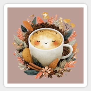 Cozy Latte Art with Cinnamon - Writer & Student Fuel Magnet